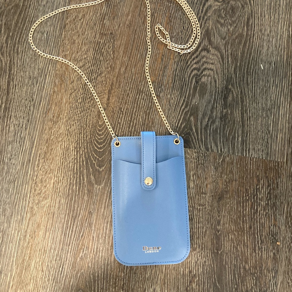 Dune London Sky Blue Crossbody Bag with Gold Chain